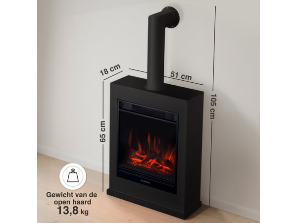 Kalle Vrijstaande Elektrische Haard Zwart – 1800W met Sierpi – foto 2 – kavel bij XL Auctions