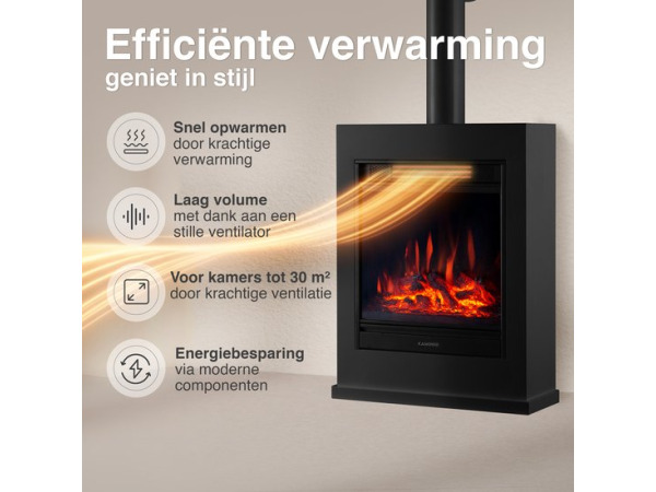 Kalle Vrijstaande Elektrische Haard Zwart – 1800W met Sierpi – foto 5 – kavel bij XL Auctions