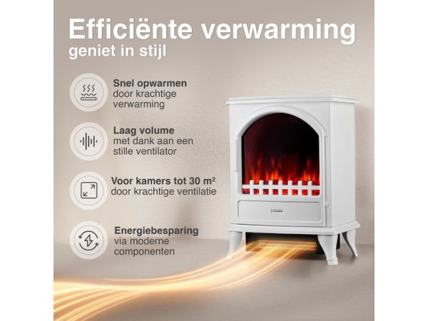 Leni Vrijstaande Elektrische Haard Wit – 1800W – foto 4 – kavel bij XL Auctions