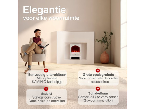 Leni Vrijstaande Elektrische Haard Wit – 1800W – foto 5 – kavel bij XL Auctions