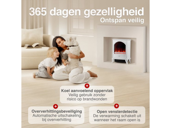 Leni Vrijstaande Elektrische Haard Wit – 1800W – foto 6 – kavel bij XL Auctions