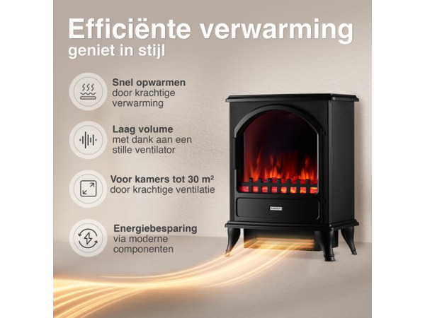 Leni Vrijstaande Elektrische Haard Zwart – 1800W – foto 3 – kavel bij XL Auctions