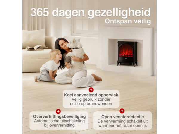 Leni Vrijstaande Elektrische Haard Zwart – 1800W – foto 5 – kavel bij XL Auctions