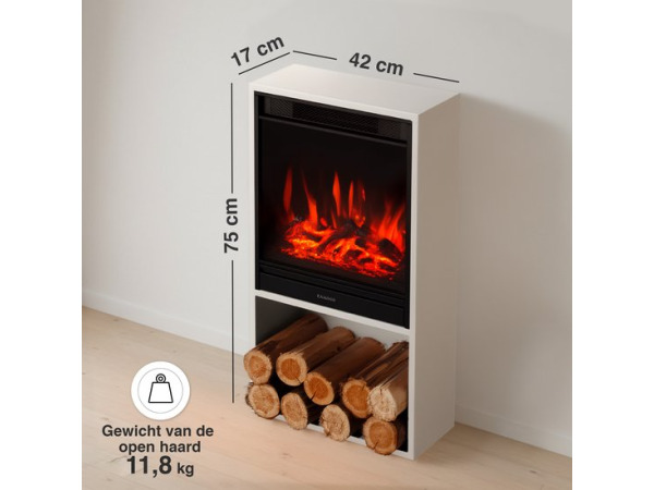 Hugo Vrijstaande Elektrische Haard Wit – 1800W met Houtopsla – foto 2 – kavel bij XL Auctions