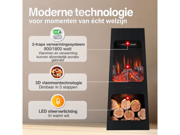 Kai L Elektrische Haard voor Binnen & Buiten – Zwart 1800W – foto 3 – kavel bij XL Auctions