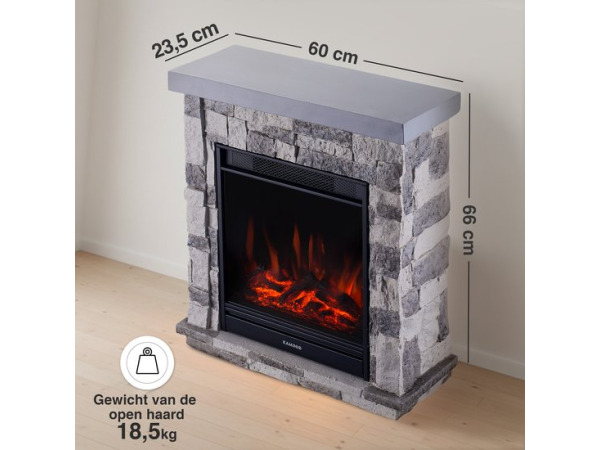 Juan Vrijstaande Elektrische Haard Grijs – Steenlook 1800W – foto 6 – kavel bij XL Auctions