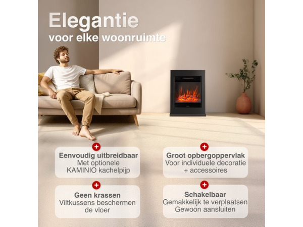 Kalle Vrijstaande Elektrische Haard Zwart – 1800W – foto 3 – kavel bij XL Auctions