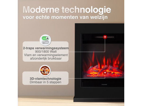 Kalle Vrijstaande Elektrische Haard Zwart – 1800W – foto 4 – kavel bij XL Auctions