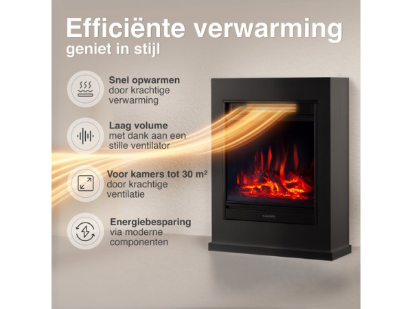 Kalle Vrijstaande Elektrische Haard Zwart – 1800W – foto 5 – kavel bij XL Auctions