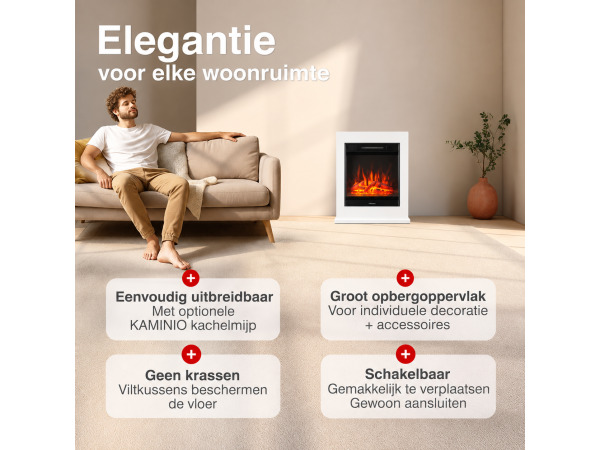 Kalle Vrijstaande Elektrische Haard Wit – 1800W – foto 3 – kavel bij XL Auctions
