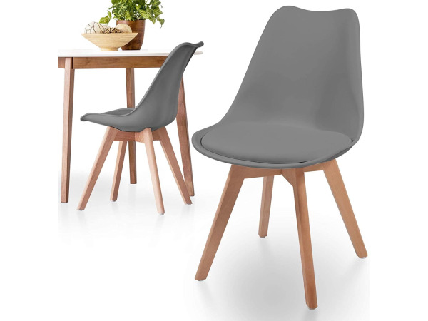 Eetkamerstoelen - Kuipstoelen - Kunststof - Grijs - Set van – foto 2 – kavel bij XL Auctions