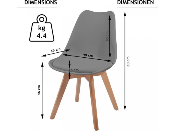 Eetkamerstoelen - Kuipstoelen - Kunststof - Grijs - Set van – foto 3 – kavel bij XL Auctions