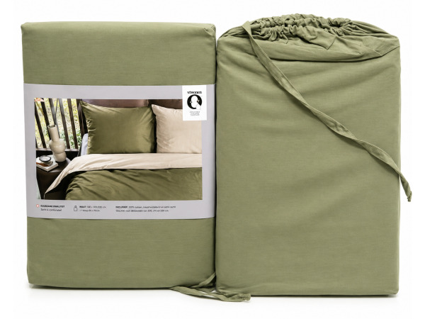 2x VTwonen dekbedovertrek Duo olijfgroen 140 x 200/220 cm – kavel bij XL Auctions