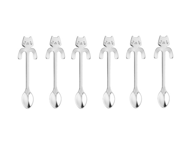 Set van theelepels - zilver - katten design - rvs – kavel bij XL Auctions