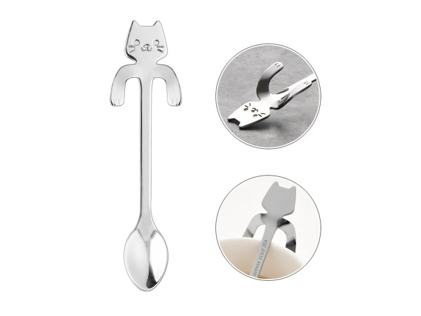 Set van theelepels - zilver - katten design - rvs – foto 2 – kavel bij XL Auctions