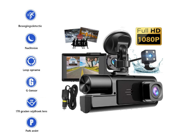 Dashcam met 3 Camera's – Full HD – Voor- en Achter camera – foto 4 – kavel bij XL Auctions