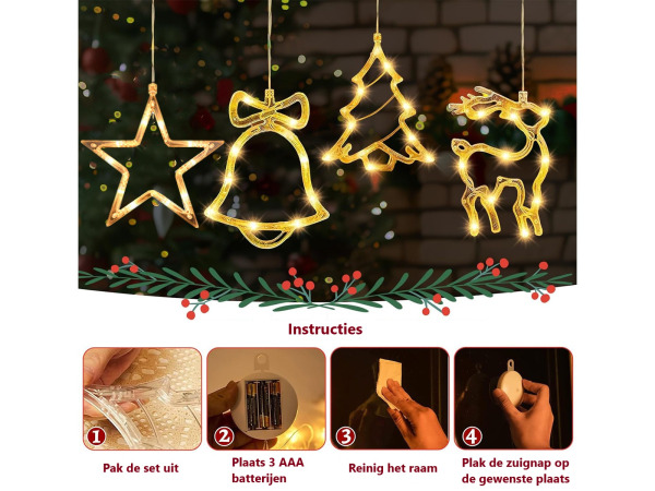 Kerstverlichting voor aan het raam - set van 4 – foto 3 – kavel bij XL Auctions