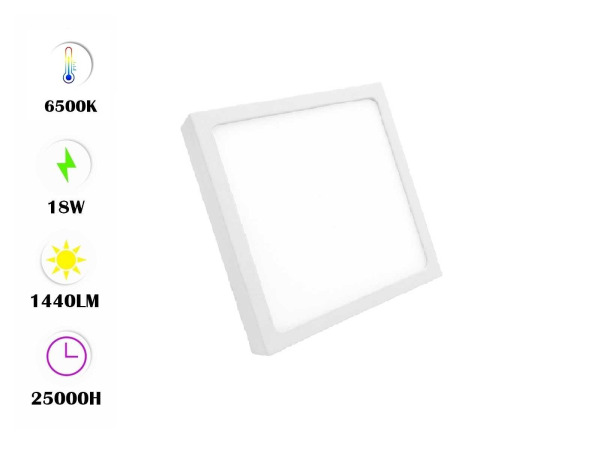 10x 10 x LED Paneel – Vierkant Opbouw – 18W – 6500K – IP20 – kavel bij XL Auctions