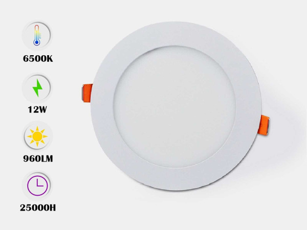 20x 20 x LED Paneel – Rond Inbouw – 12W – 6500K Koud Wit – IP20 – kavel bij XL Auctions