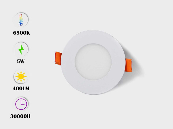 25x 25 x LED Paneel – Rond Inbouw – 5W – 6500K Koud Wit – IP20 – kavel bij XL Auctions