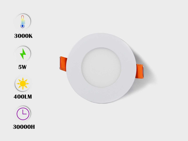 50x 50 x LED Paneel – Rond Inbouw – 5W – 3000K Warm Wit – IP20 – kavel bij XL Auctions