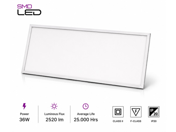 40x 40 x LED Paneel 36W – 3000K – 1195x295mm – IP20 – ZODIAC-36 – foto 2 – kavel bij XL Auctions
