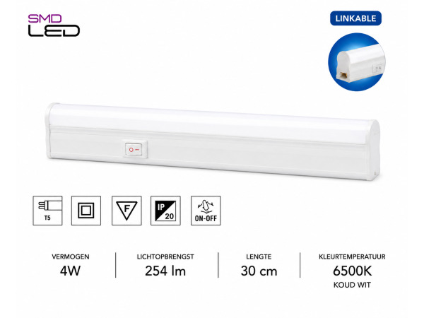 10x 10 x LED Balk Onder-Meubel 4W – 6400K – Wit – 30cm – SIGMA-4 – kavel bij XL Auctions