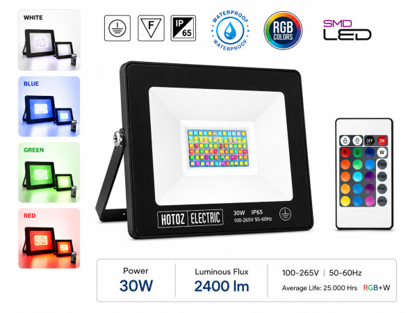 4x 4 x RGB LED Schijnwerper 30W – Zwart – IP65 – REMIX-30 – kavel bij XL Auctions
