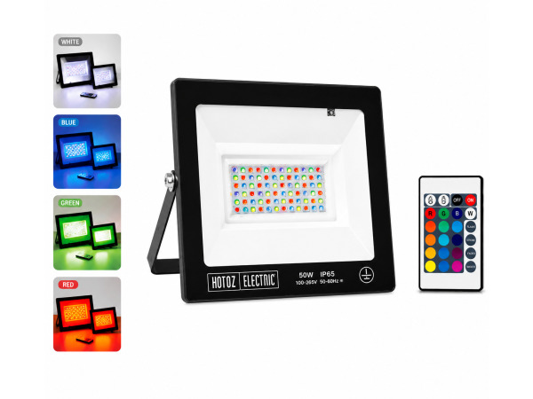 4x 4 x RGB LED Schijnwerper 50W – Zwart – IP65 – REMIX-50 – kavel bij XL Auctions