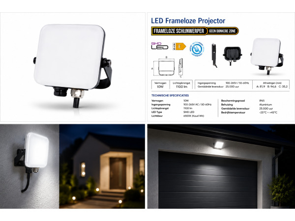 10x 10 x Frameloze LED Schijnwerper 10W – 6400K – PEGASUS-10 – foto 5 – kavel bij XL Auctions