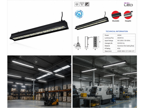 6x 6 x Industriële LED Hanglamp 200W – 6400K – PYRAMID-200 – foto 3 – kavel bij XL Auctions