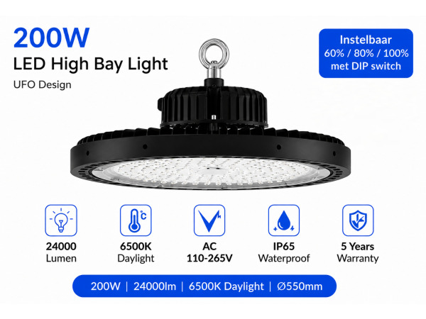 10x 10 x LED UFO Highbay PRO 200W – 6500K – WEB-200 – foto 2 – kavel bij XL Auctions