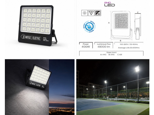 2x 2 x LED Schijnwerper 400W – 6400K – Zwart – BORNEO-400 – foto 5 – kavel bij XL Auctions
