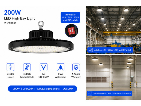 10x 10 x LED UFO Highbay PRO 200W – 4000K – WEB-200 – foto 3 – kavel bij XL Auctions