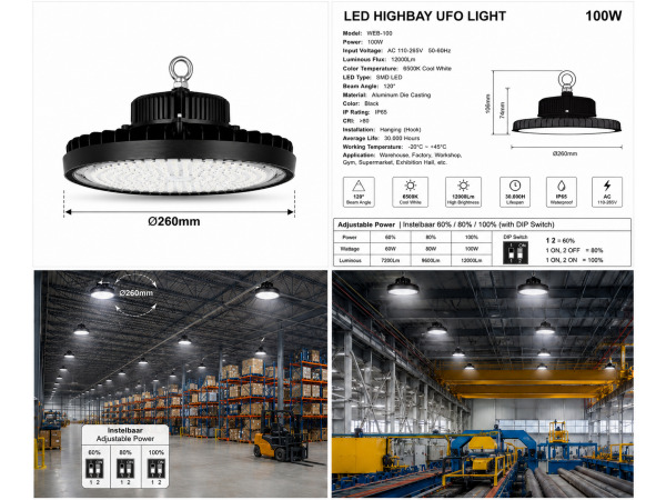 20x 20 x LED UFO Highbay PRO 100W – WEB-100 – foto 3 – kavel bij XL Auctions