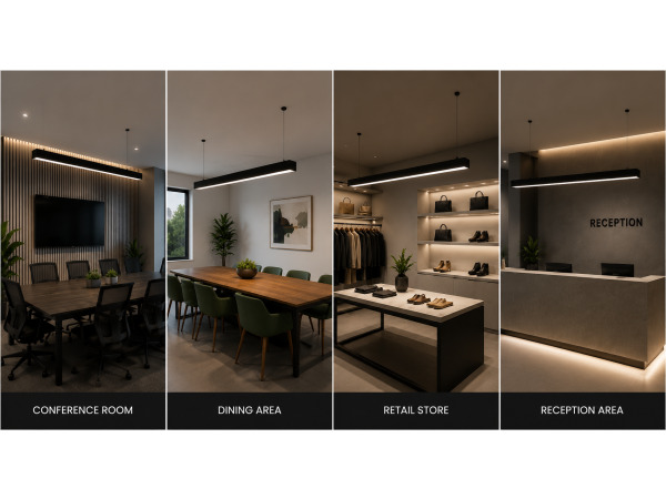 5x 5 x Lineaire LED Hanglamp 40W – 3CCT – Zwart – INNOVA3-40 – foto 3 – kavel bij XL Auctions