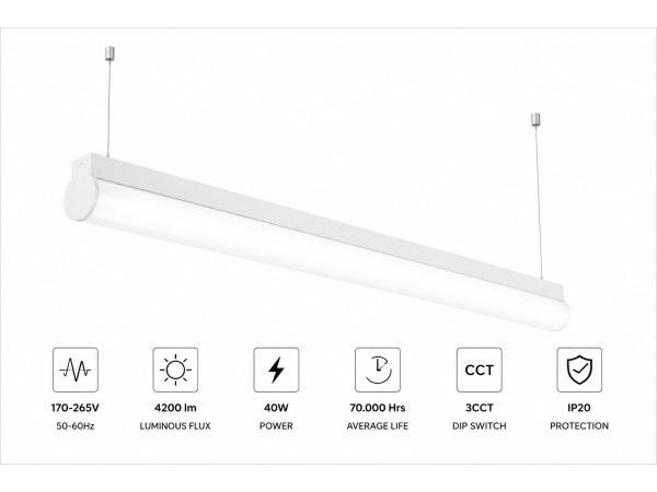 2x 2 x Lineaire LED Hanglamp 40W – 3CCT – Wit – AVENUE – foto 3 – kavel bij XL Auctions