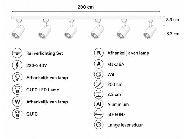 2x 2 x 1-Fase Railverlichting Set – Wit – foto 5 – kavel bij XL Auctions