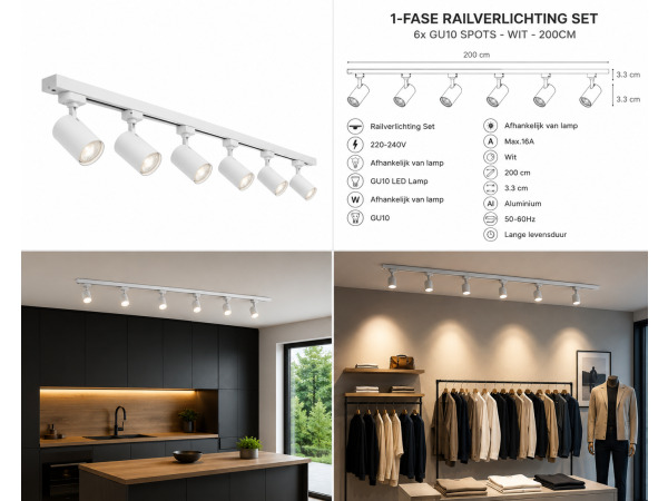 10x 10 x 1-Fase Railverlichting Set – Wit – foto 5 – kavel bij XL Auctions