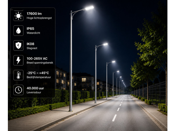 5x 5 x LED Straatlantaarn 150W – 6400K – Grijs – FLORIDA-150 – foto 4 – kavel bij XL Auctions