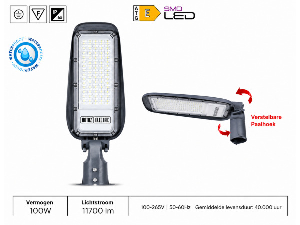 5x 5 x LED Straatlantaarn 100W – 6400K – Grijs – FLORIDA-100 – kavel bij XL Auctions