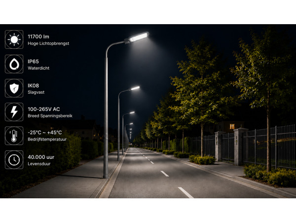 5x 5 x LED Straatlantaarn 100W – 6400K – Grijs – FLORIDA-100 – foto 3 – kavel bij XL Auctions