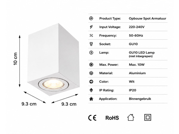 30x 30 x Opbouwspot Armatuur – GU10 – Wit – IP20 – FREZYA-S – foto 4 – kavel bij XL Auctions