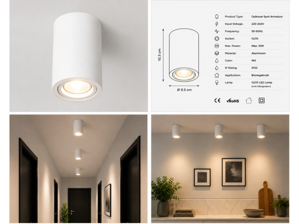 30x 30 x Opbouwspot Armatuur – GU10 – Wit – IP20 – FREZYA-R – foto 3 – kavel bij XL Auctions
