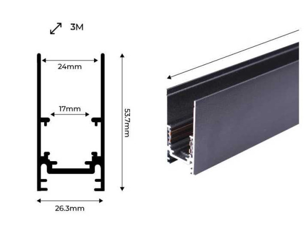 10x 10 x Opbouw Magnetische Rail – 20mm – 48V – 2 Meter – Zwart – foto 3 – kavel bij XL Auctions