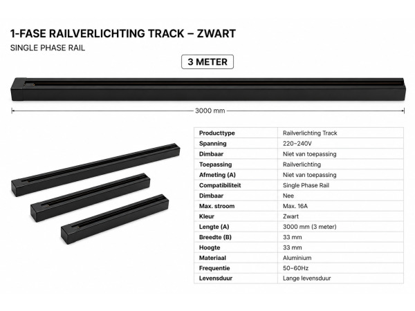 10x 10 x Verlichtingsrail – 3 Meter – Zwart – LIGHTING TRACK – foto 4 – kavel bij XL Auctions
