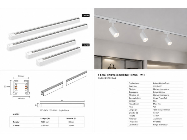10x 10 x Verlichtingsrail – 2 Meter – Wit – LIGHTING TRACK – foto 4 – kavel bij XL Auctions