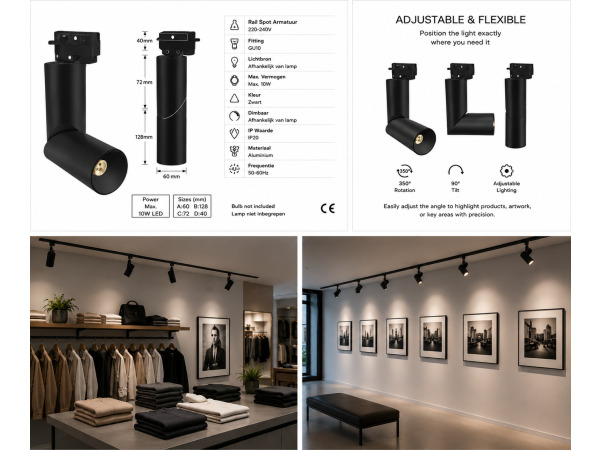 20x 20 x Railspot Armatuur – GU10 – Zwart – IP20 – TORONTO – foto 3 – kavel bij XL Auctions