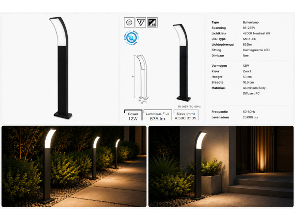 8x 8 x LED Sokkellamp voor Buiten – 12W – 4200K – PRESTIGE-3 – foto 5 – kavel bij XL Auctions