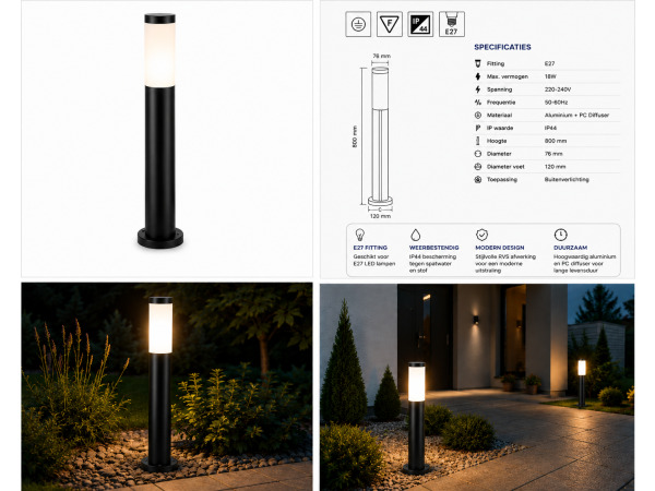 4x 4 x LED Tuinlamp – E27 – 80cm – Buitenverlichting – KAVAK-5 – foto 5 – kavel bij XL Auctions